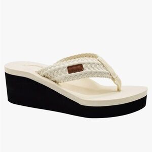 NEW MALIDA Beige Wedge Arch Support Flip Flops Sz 6